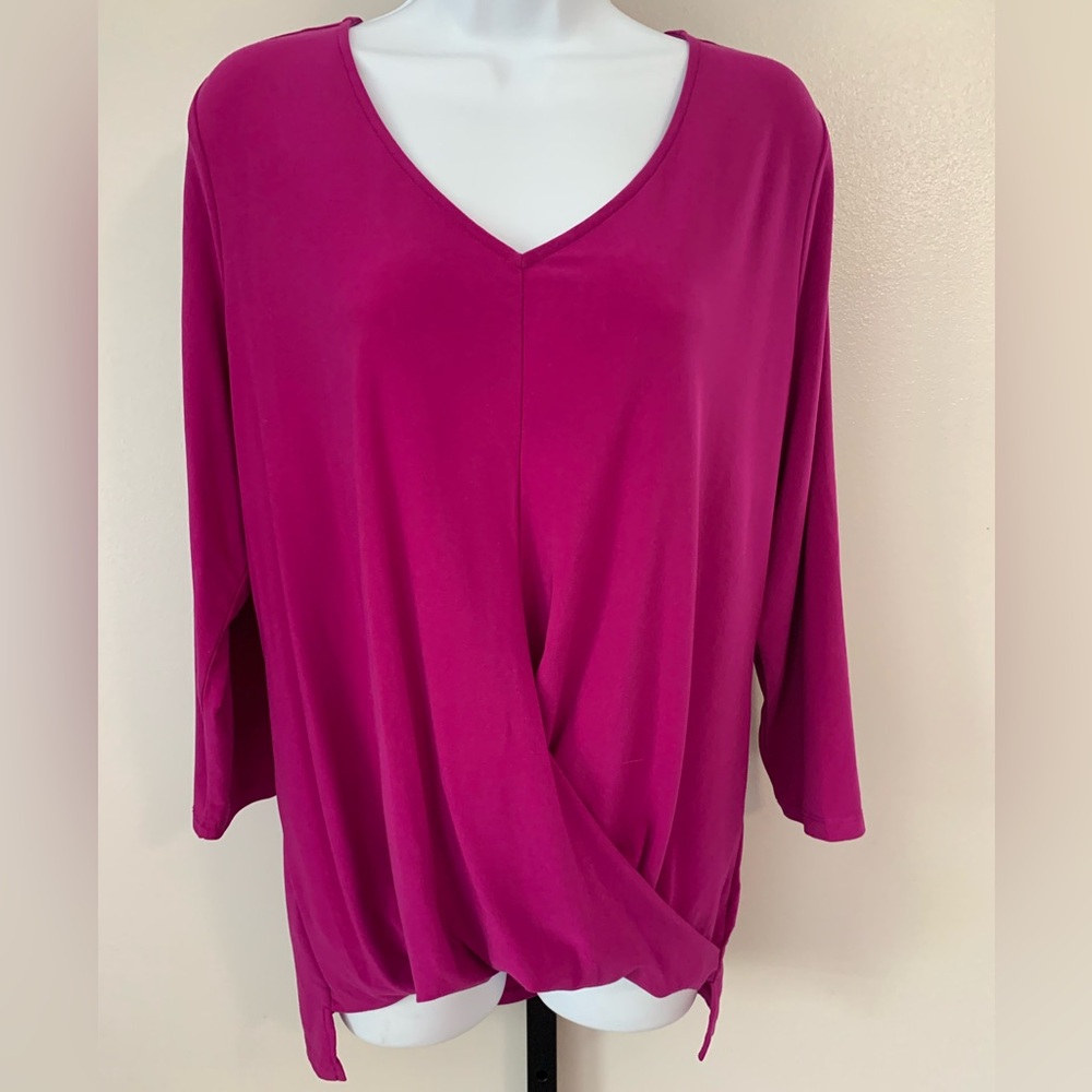 Chaus Pink Wrap Blouse with Relaxed Fit